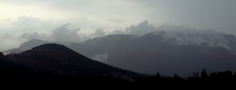 Clouds obscuring mountains