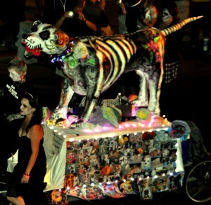 A dog honored on Day of the Dead