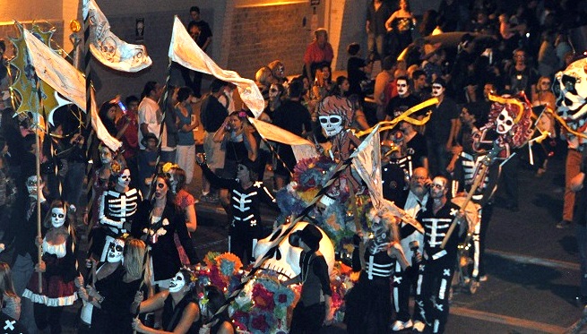 Skeletons on Day of the Dead Parade