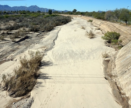 Dry Rillito River in Tucson as Dry